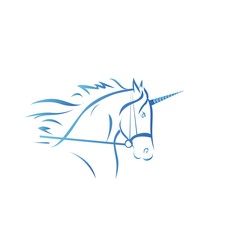 Unicorn Horse Tribal Logo Silhouette. Isolated.