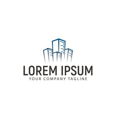 Building hand drawn real estate logo design concept template