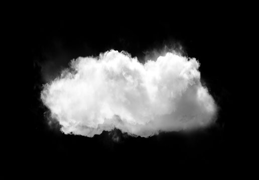 Single white cloud shape isolated over black background