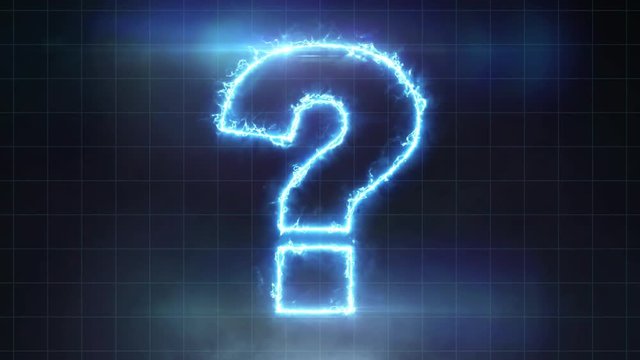 Question mark  electric lightning sign on black background in 4k