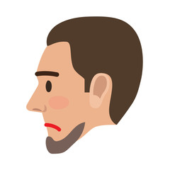 Sad Man Face in Profile View Flat Vector Icon