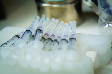 Medical ampoules and syringe