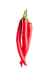 red chili or chilli cayenne pepper isolated on white background