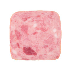 Squared slice of ham isolated on whitebackground