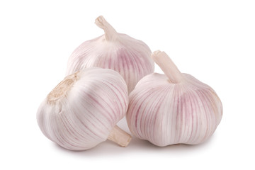 Fresh garlic on white background