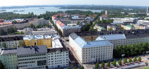 Aerial panorama of Helsinki, Finland in summer