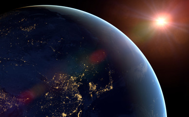 night over Asia, the beautiful planet Earth
