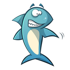 Black line cartoon shark illustration. Vector, eps 10