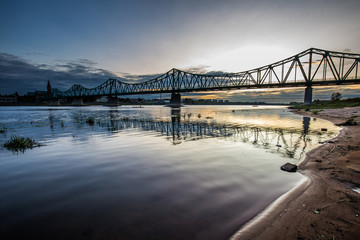 Bridge on the Vistula river in Wloclawek city, Poland