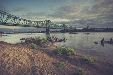 Bridge on the Vistula river in Wloclawek city, Poland