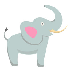 Cute Elephant Cartoon Flat Vector Sticker or Icon