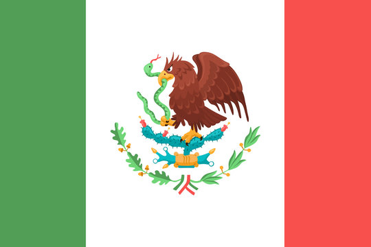 Mexican flag with eagle. Symbol of Mexico.