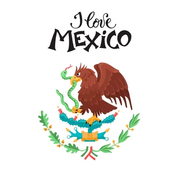 I love Mexico illustration. Mexican eagle isolated on white background.  Mexican coat of arms. Stock Vector | Adobe Stock