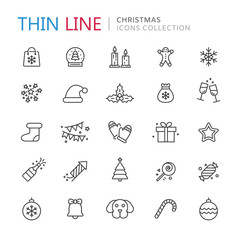 Collection of christmas thin line icons