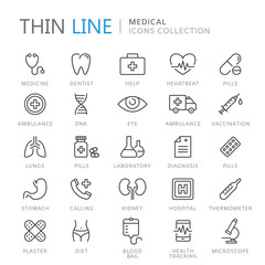 Collection of medical thin line icons
