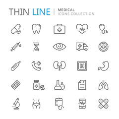 Collection of medical thin line icons