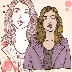 Beautiful modern girl , vector illustration .