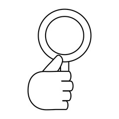 hand holding a magnifying glass icon over white background vector illustration