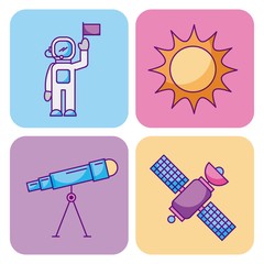 space and astronomy science universe elements set