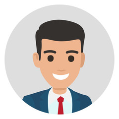 Cartoon Businessman in Suit Portrait in Circle