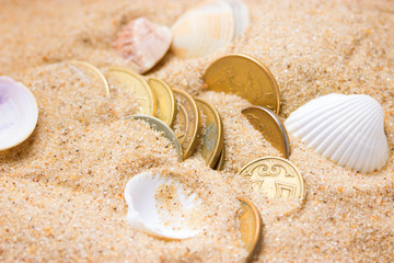Old treasure in sand