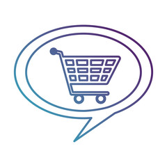 speech bubble with shopping cart isolated icon