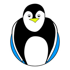 Penguin sticker icon flat