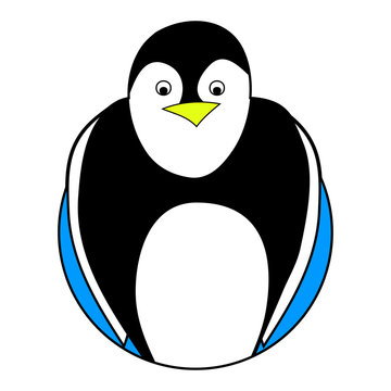 Penguin sticker icon flat
