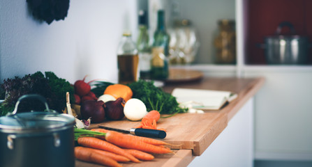 Fototapeta na wymiar Vegetables on the desk in a kitchen