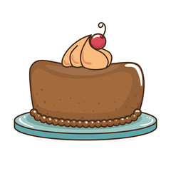 delicious pudding with cherry bakery product