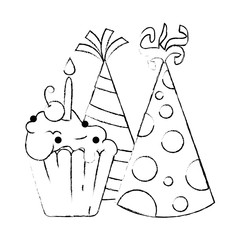 delicious cupcake with cherry and hats