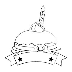 delicious pudding with candle bakery product