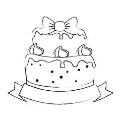 delicious cake with ribbon
