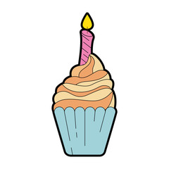 delicious cupcake with candle