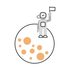 astronaut stand on the moon with flag space mission