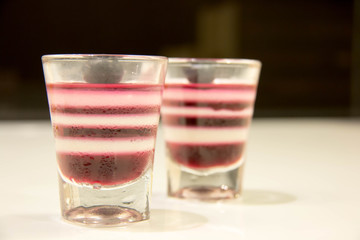  Jelly in glass with fruit blueberry  on top