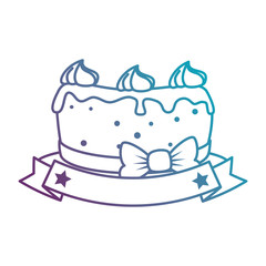 delicious cake with ribbon vector illustration design
