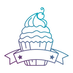 delicious cupcake with cherry vector illustration design