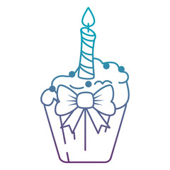 delicious cupcake with candle vector illustration design