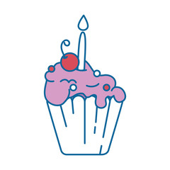delicious cupcake with candle vector illustration design