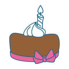 delicious pudding with candle bakery product vector illustration design