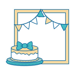 delicious cake with garlands vector illustration design