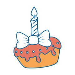 delicious pudding with candle bakery product vector illustration design