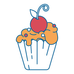 delicious cupcake with cherry vector illustration design