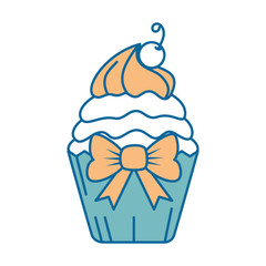 delicious cupcake with cherry vector illustration design