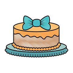 delicious cake with ribbon vector illustration design
