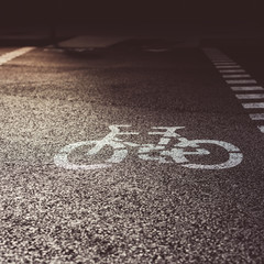 Bicycle road sign on the street