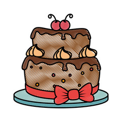 delicious cake with cherry vector illustration design