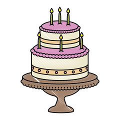 delicious cake with candle vector illustration design