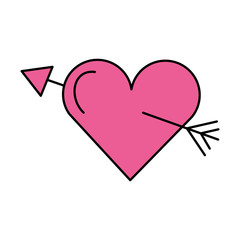 pink love heart arrow romance vector illustration